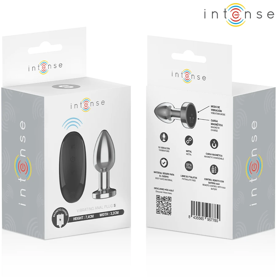 INTENSE - PLUG ANALE 10 VIBRAZIONI METALLO CON TELECOMANDO S
